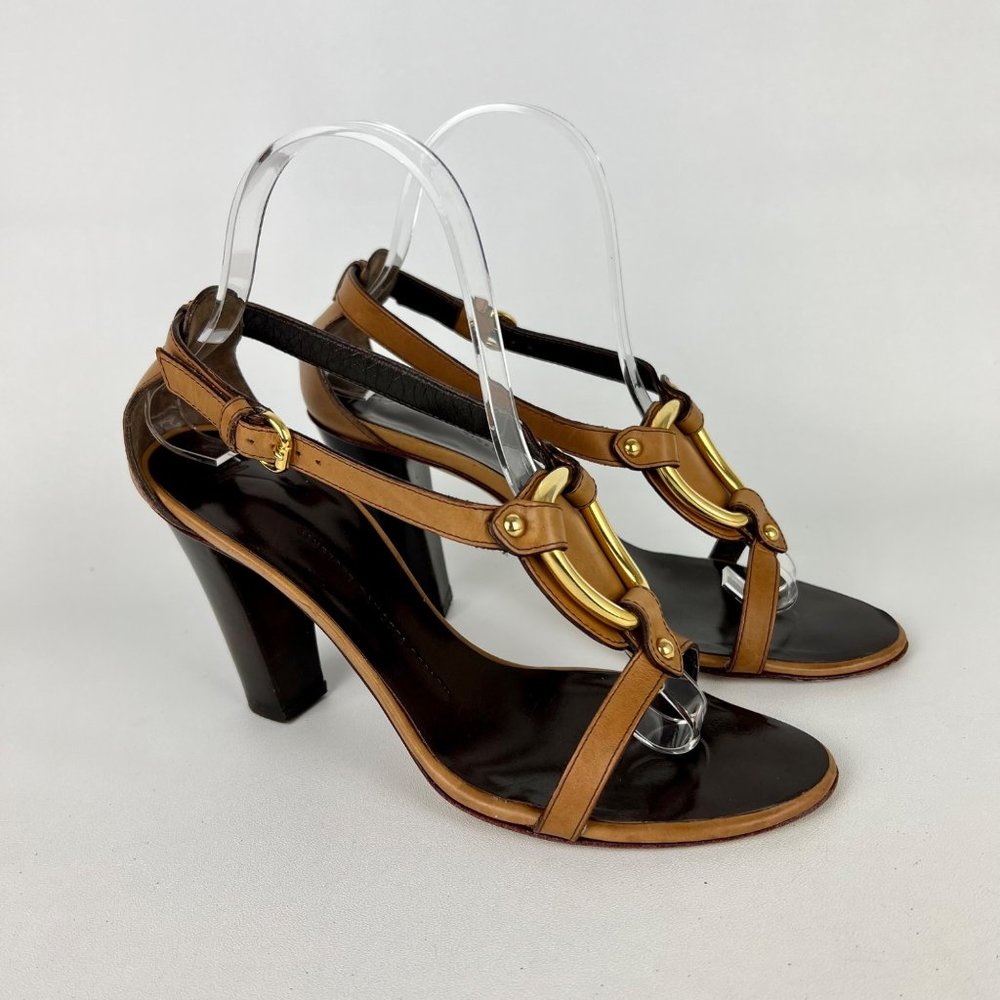 Elegant Brown Heeled Sandals